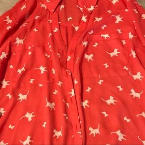 EXPRESS SHIRT - Pink with white kittens and bows